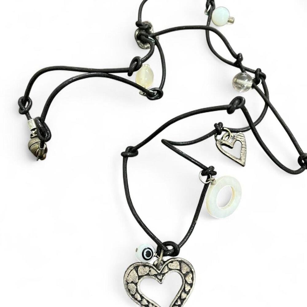Black silver heart charm